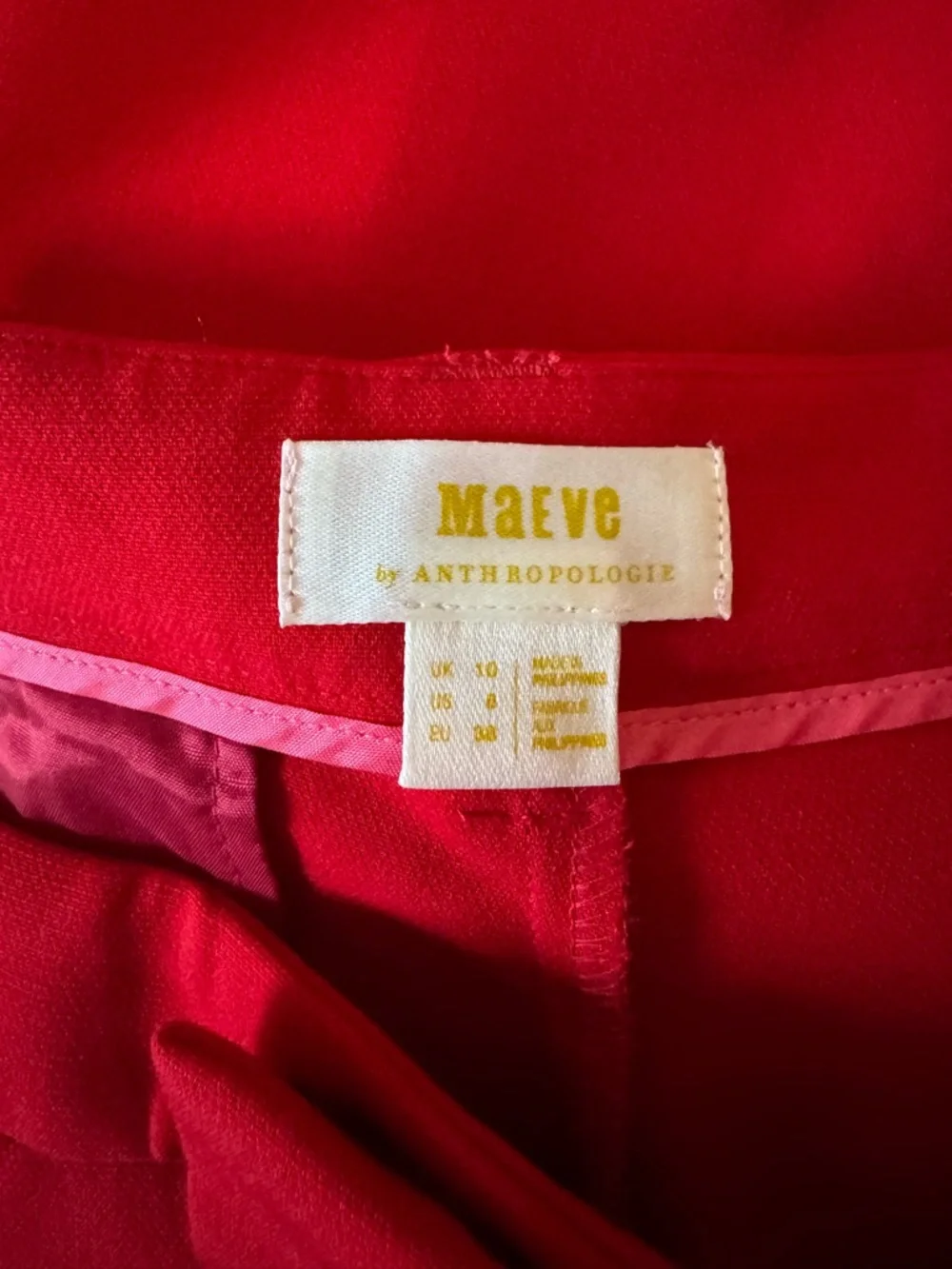 Anthropologie Maeve The Avery Red Wide-Leg Pleated Trousers Size 6 - Picture 8 of 9